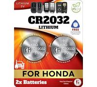 Replacement Key for Honda Civic, Accord, CRV, Pilot, Odyssey, HRV - Smart Remote Key Battery (2 Pack) CR2032 - Includes Mounting Guide