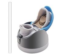 Replacement Lid Compatible with Owala Freesip, with Reusable Plastic Straw, One Button No Leakage Water Bottle Top Cap & Lid Replacement Accessory for 16oz 24oz 32oz 40oz Wide-Mouth Bottles, Blue Grey