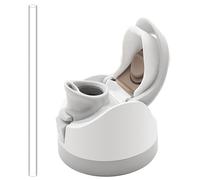 Replacement Lid Compatible with Owala Freesip, with Reusable Plastic Straw, One Button No Leakage Water Bottle Top Cap and Lid Replacement Accessories for 16oz 24oz 32oz 40oz Wide-Mouth Bottles, Grey