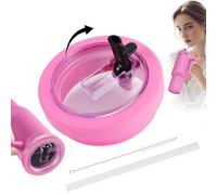 Replacement Lid for 40oz Stanley Tumbler with Soft Silicone Straw, Leak Proof, Spill Proof Lid for Stanley Tumbler, Replacement Flip Straw Cover Compatible 40oz Stanley Cup (Peony, 40 oz)
