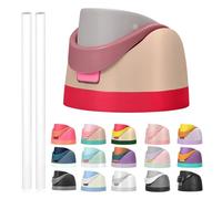 Replacement Lid for Owala Freesip, Compatible with Owala Cup 16oz 24oz 32oz 40oz, One Button Water Bottle Top Lid Replacement Accessory and Straws, Leakproof, BPA-Free (Meat pink)