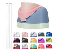 Replacement Lid for Owala Freesip, Compatible with Owala Cup 16oz 24oz 32oz 40oz, One Button Water Bottle Top Lid Replacement Accessory and Straws, Leakproof, BPA-Free (pink blue)