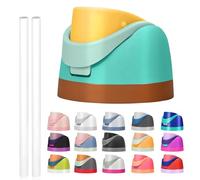 Replacement Lid for Owala Freesip, Compatible with Owala Cup 16oz 24oz 32oz 40oz, One Button Water Bottle Top Lid Replacement Accessory and Straws, Leakproof, BPA-Free (Brown Blue)