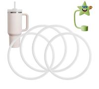 Replacement Lid Gasket Seal for Stanley 40oz Tumblers, 4 Seals & 1 Straw Cap, BPA-Free Silicone Seal for Adventure Quencher H2.0 Flowstate, Leak-Proof, Food Grade (4 Seals + 1 Straw Cap)