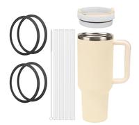 Replacement Lid Set for Stanley 40oz Adventure Quencher H2.0 & IceFlow Tumblers, 2 Pack Tumbler Lids with 4 Lid Gaskets Seals, 4 Straws and 1 Cleaning Brush, Leak-Proof Accessories