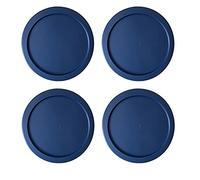 Replacement Lids fits Pyrex 1-Cup (4" Smallest Size) Glass Food Storage Container Bowls, 4-Inch Plastic Round Lids Covers for Pyrex 7202-PC, Airtight & Leakproof (4-Pack, Blue)