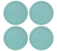 Replacement Lids fits Pyrex 2-Cup Glass Food Storage Container Bowls, 5-Inch Plastic Round Lids Covers for Pyrex 7200-PC, Airtight & Leakproof (4-Pack, Turquoise)