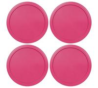 Replacement Lids fits Pyrex 2-Cup Glass Food Storage Container Bowls, 5-Inch Plastic Round Lids Covers for Pyrex 7200-PC, Airtight & Leakproof (4-Pack, Fuchsia)