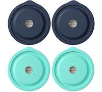 Replacement Lids for Pyrex 7200-PC 2 Cup, Silicone Round Storage Cover Lid for Anchor Hocking Glass Bowl 4 Pack with Date Mark