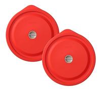 Replacement Lids for Pyrex 7201-PC 4 Cup, Silicone Round Storage Cover Lid for Anchor Hocking Glass Bowl 2 Pack with Date Mark Red