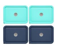 Replacement Lids for Pyrex 7210-PC 3 Cup Rectangle, Silicone Storage Cover Lid for Glass Bowl 4 Pack with Date Mark
