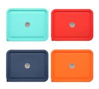 Replacement Lids for Pyrex 7211-PC 6 Cup Rectangle, Silicone Storage Cover Lid for Glass Bowl 4 Pack with Date Mark