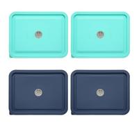 Replacement Lids for Pyrex 7211-PC 6 Cup Rectangle, Silicone Storage Cover Lid for Glass Bowl 4 Pack with Date Mark