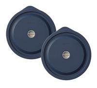 Replacement Lids for Pyrex 7402-PC 7 Cup, Silicone Round Storage Cover Lid for Anchor Hocking Glass Bowl 2 Pack with Date Mark Dark Blue