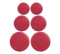 Replacement Lids for Pyrex Containers Round Glass Food Plastic (2) 2-Cup (2) 4-Cup (2) 7-Cup (Red)
