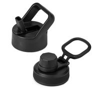Replacement Lids for SUNWILL Water Bottle 650ml & 1000ml, 2PCS Straw Lid & Chug Lid, BPA Free and Easy to Clean for Daily Use, Black