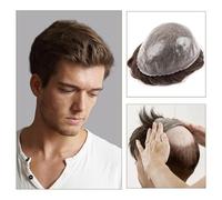 Replacement Men's Capillary Prosthesis Knotless Invisible Base Mens Toupee Human Hair System Units Injection PU Skin Male Hair Prosthesis Replacement Systems Systems(Dark Brown,7x9)