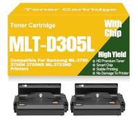Replacement MLT-D305L Toner Cartridges High Yield MLT-D305S Toner Cartridge High Capacity for Samsung ML-3750 3750N 3750ND ML-3753ND Printers,MLT D305S-2PC