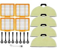 Replacement Mop Brush Filter Kit For Shark RV2610WA RV2620WA RV2410WD AV2610WA AI Ultra 2-In-1 Robot Vacuum Cleaner, 4 Mop Pads, 4 Filters, 8 Side Brushe