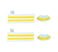 Replacement Mop Pad Cloth Set for Use, White Microfiber Striped Pads for Floors and Nozzle Wiping At Home Microfiber Pad Refill Cloth Floor Nozzle Wipe Home Care Accessory Replacement White Set