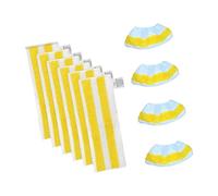 Replacement Mop Pad Cloth Set for Use, White Microfiber Striped Pads for Floors and Nozzle Wiping At Home Microfiber Pad Refill Cloth Floor Nozzle Wipe Home Care Accessory Replacement White Set