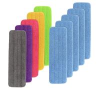 Replacement Mop Pads Fit for Rubbermaid Commercial 18" and 17" Mop - 10 Pack Wet & Dry Commercial Cleaning Reusable Refills Fit for Any Microfiber Flat System 18" and 17" (Colourful)