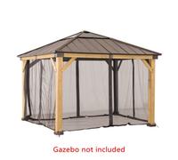 Sunjoy Netting LUMI for Cedar wood Gazebo - 393cm x 335cm, Khaki, Brown