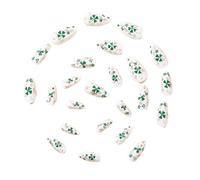 Replacement Nails Short White Glittering with Lucky Charm and Star Patterns Strong and Easy to Wear Short Fake Nails