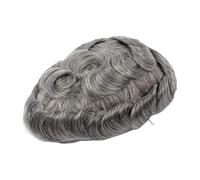 Replacement Natural Human Hair Topper With Grey Man Toupee Men's Capillary Prothesis Swiss Lace PU Indian Wigs for Men Systems(1B65#)