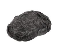 Replacement Natural Human Hair Topper With Grey Man Toupee Men's Capillary Prothesis Swiss Lace PU Indian Wigs for Men Systems(1B40#)