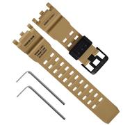 Replacement Natural Resin Watch Strap for Casio G-Shock Master of G Mudmaster Twin Sensor GWG-1000GB GWG-1000 Men's Black Watch Band (khaki/Black Buckle)