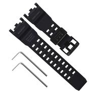 Replacement Natural Resin Watch Strap for Casio G-Shock Master of G Mudmaster Twin Sensor GWG-2000 GWG-2040 Men's Black Watch Band (Black/Black Buckle)