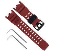 Replacement Natural Resin Watch Strap for Casio G-Shock Master of G Mudmaster Twin Sensor GWG-2000 GWG-2040 Men's Black Watch Band (Red/Black Buckle)