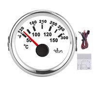 Replacement Oil Temperature Gauge for Car, Boat, Yacht, RVs - Stylish White Dial with Silver Frame, 50-150℃ LCD Display, Backlight for Precise Monitoring and Easy Reading.