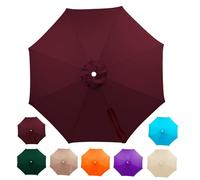 Replacement Parasol Canopy 2/2.3/2.5/2.7/3.0/3.5m 6/8 Ribs, Heavy Duty Waterproof Garden Umbrella Fabric Cover, Outdoor Patio Cantilever Sunshade, Anti-UV (Canopy Only)(Burgundy,2.5m/8 Arms)