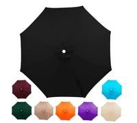 Replacement Parasol Canopy 2/2.3/2.5/2.7/3.0/3.5m 6/8 Ribs, Heavy Duty Waterproof Garden Umbrella Fabric Cover, Outdoor Patio Cantilever Sunshade, Anti-UV (Canopy Only)(Black,2.0m/8 Arms)