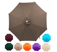 Replacement Parasol Canopy 2/2.3/2.5/2.7/3.0/3.5m 6/8 Ribs, Heavy Duty Waterproof Garden Umbrella Fabric Cover, Outdoor Patio Cantilever Sunshade, Anti-UV (Canopy Only)(Dark Taupe,3.0m/8 Arms)