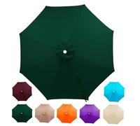 Replacement Parasol Canopy 2/2.3/2.5/2.7/3.0/3.5m 6/8 Ribs, Heavy Duty Waterproof Garden Umbrella Fabric Cover, Outdoor Patio Cantilever Sunshade, Anti-UV (Canopy Only)(Dark Green,2.7m/6 Arms)