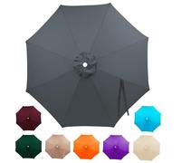 Replacement Parasol Canopy 2/2.3/2.5/2.7/3.0/3.5m 6/8 Ribs, Heavy Duty Waterproof Garden Umbrella Fabric Cover, Outdoor Patio Cantilever Sunshade, Anti-UV (Canopy Only)(Grey,2.15m/8 Arms)