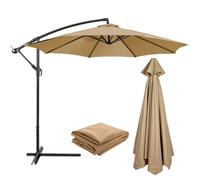 Replacement Parasol Canopy, 2.7M + 6 Arms, Anti-UV & Waterproof Replacement Garden Canopy, Cantilever Parasol Top Fabric Cover for Garden Deck Backyard and Pool (Tan, 6 Ribs)