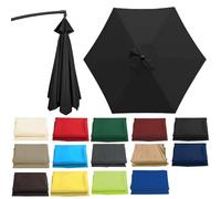 Replacement Parasol Canopy - 200cm 2.7m 300cm - Round Patio Umbrella Replacement Fabric Cloth Fit 6/8 Ribs Standard, Cantilever & Balcony Parasols(Color:Black,Size:6 ribs-3m(9.8ft))