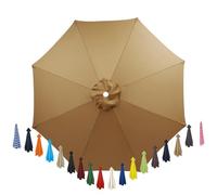 Replacement Parasol Canopy 2M 2.3M 2.5M 2.7M 3M,6/8 Arms,UV 30+ Protection For Garden Umbrella Replacement Cloth Garden Canopy Cover Replacement Cover (Gray-brown,8 ribs:2.5M/8.2ft)