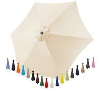 Replacement Parasol Canopy 2M 2.3M 2.5M 2.7M 3M,6/8 Arms,UV 30+ Protection For Garden Umbrella Replacement Cloth Garden Canopy Cover Replacement Cover (Off white,6 ribs:2.3M/7.5ft)