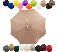 Replacement Parasol Canopy 2m 2.7m 3.0m 4m, 6/8 Ribs Garden Umbrella Replacement Cover Waterproof, UV Protection Outdoor Parasol Fabric for Patio Market(Champagne,8.2FT/2.50m (8-RIBS))