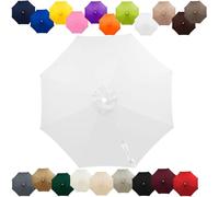 Replacement Parasol Canopy 2m 2.7m 3.0m 4m, 6/8 Ribs Garden Umbrella Replacement Cover Waterproof, UV Protection Outdoor Parasol Fabric for Patio Market(White,6.6FT/2.0m (8-RIBS))
