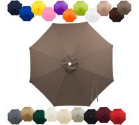 Replacement Parasol Canopy 2m 2.7m 3.0m 4m, 6/8 Ribs Garden Umbrella Replacement Cover Waterproof, UV Protection Outdoor Parasol Fabric for Patio Market(Dark Taupe,7.5FT/2.30m (8-RIBS))