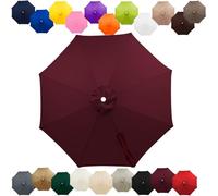 Replacement Parasol Canopy 2m 2.7m 3.0m 4m, 6/8 Ribs Garden Umbrella Replacement Cover Waterproof, UV Protection Outdoor Parasol Fabric for Patio Market(Burgundy,8.8FT/2.70m (8-RIBS))