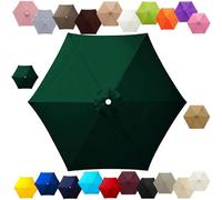 Replacement Parasol Canopy 2m 2.7m 3.0m 4m, 6/8 Ribs Garden Umbrella Replacement Cover Waterproof, UV Protection Outdoor Parasol Fabric for Patio Market(Dark Green,7.5FT/2.30m (6-RIBS))