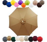 Replacement Parasol Canopy 2m 2.7m 3.0m 4m, 6/8 Ribs Garden Umbrella Replacement Cover Waterproof, UV Protection Outdoor Parasol Fabric for Patio Market(Khaki,9.8FT/3.0m (8-RIBS))