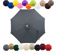 Replacement Parasol Canopy 2m 2.7m 3.0m 4m, 6/8 Ribs Garden Umbrella Replacement Cover Waterproof, UV Protection Outdoor Parasol Fabric for Patio Market(Gray,7FT/2.15m (8-RIBS))